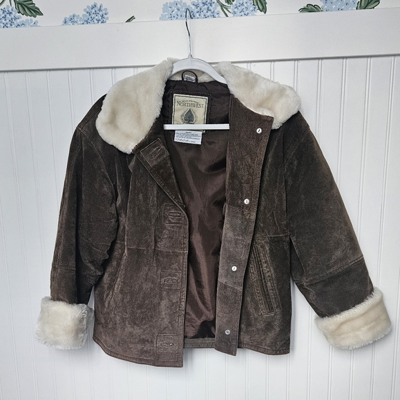 Northwest Territory Jackets & Blazers - Brown Suede Jacket with Shearling Trim